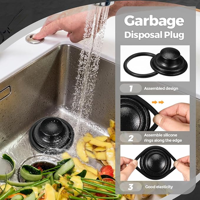 Mudder 3 Pcs Kitchen Sink Drain Strainer and Stopper Stainless Steel Garbage - Image 5
