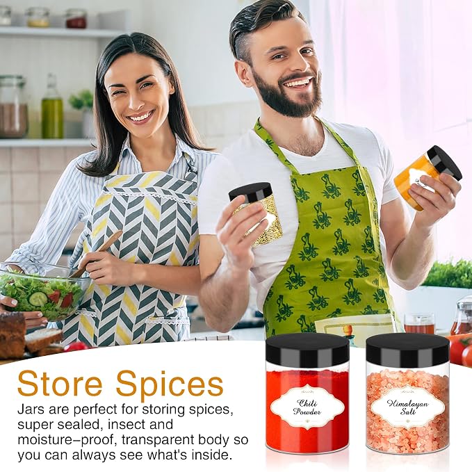 8 OZ Plastic Jars with Lids, Slime Containers with Lids 48 Pcs Airtight Round - Image 5
