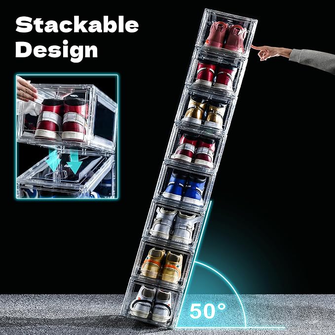 12 Pack Acrylic Shoe Boxes, Ultra Clear Shoe Boxes Stackable, Shoe Storage Box - Image 5