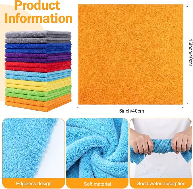 Tallew 16 Pcs Car Microfiber Towels Buffing Drying Wash Cleaning Cloths Plush - Image 2