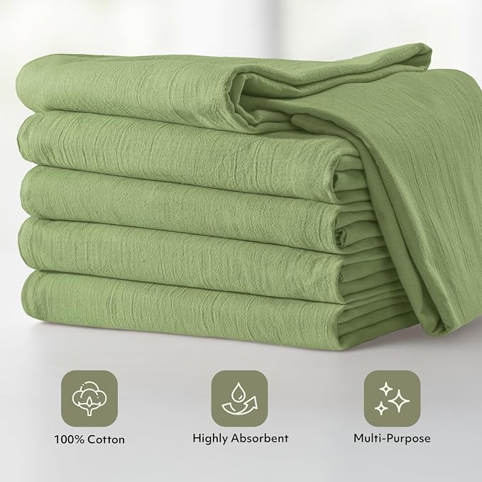 Utopia Kitchen Sage Green Flour Sack Towels 100% Cotton Tea Towels - Image 4