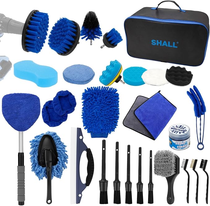 SHALL 28Pcs Car Detailing Kit, Car Detailing Brush Set, Car Wash Cleaning Kit by SHALL