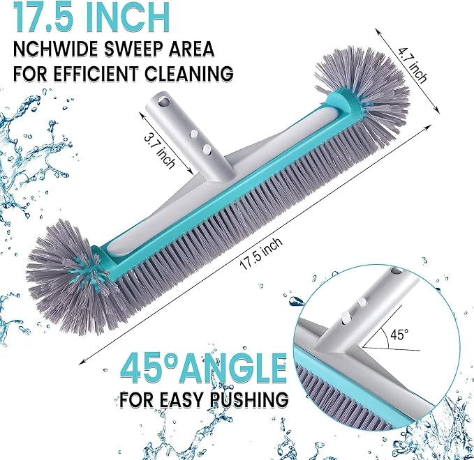 Swimming Pool Brush Head with Round Ends，17.5" Heavy Duty Aluminum Back Head - Image 2