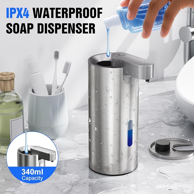 Automatic Soap Dispenser Touchless, Stainless Steel 11.5 oz 3 Levels Adjustable - Image 6