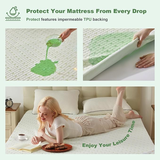 Waterproof Mattress Protector, Twin Size Mattress Pad Fitted 6"-15" Deep Pocket - Image 3