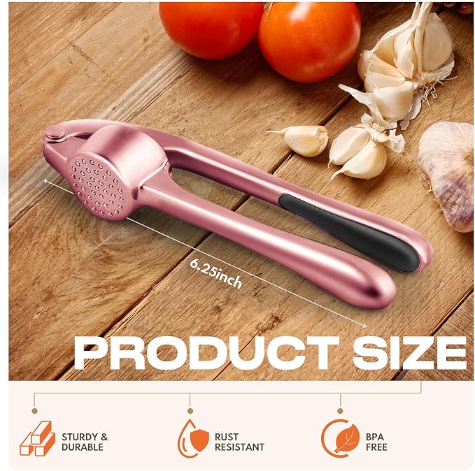 Kitchen Garlic Press, Rust Proof & Dishwasher Safe Garlic Mincer, Durable - Image 2