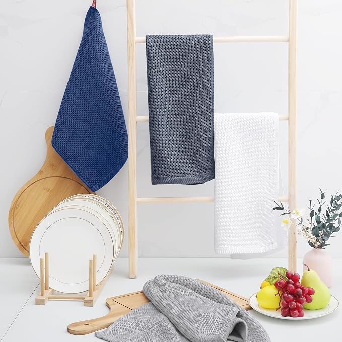 Homaxy 100% Cotton Waffle Weave Kitchen Towels, Quick Drying Cleaning Towels - Image 6