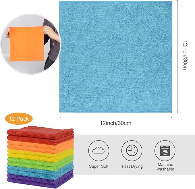 SINLAND Microfiber Rag Absorbent Cleaning Cloth Kitchen Dish Cloth Quick Dry - Image 2