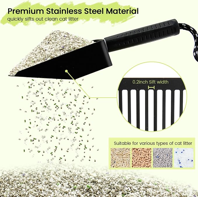 Metal Cat Litter Scooper with Holder, Stainless Steel Metal Litter Scoop - Image 4