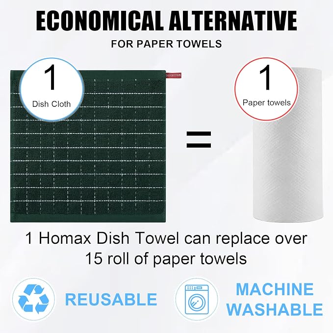 Homaxy 100% Cotton Terry Kitchen Dish Cloths, Ultra Soft and Absorbent Dish - Image 7