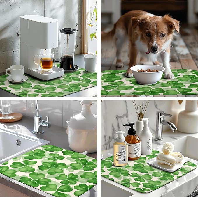 St Patrick's Day Green Clover Drying Mat - Image 7