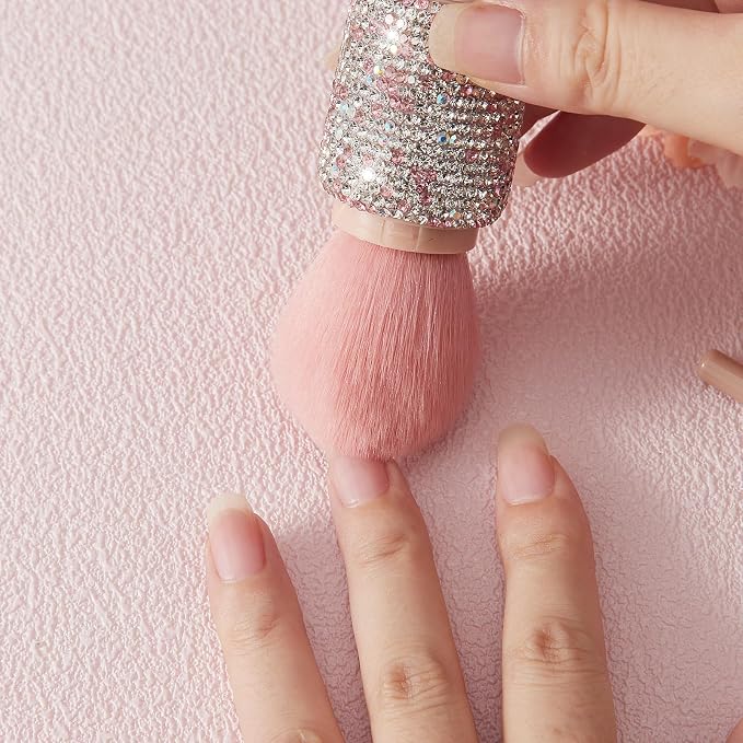 WOKOTO 4 in 1 Pink & White Diamond-Embellished Makeup Brushes - Image 6