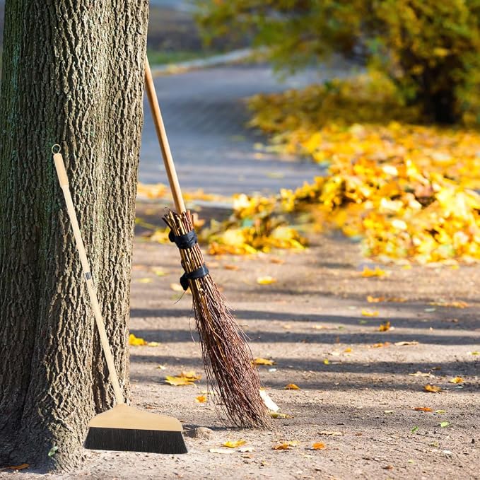 Mikikit Horsehair Broom with Long Handle Soft Pine Bristles Anti-Static Home - Image 2