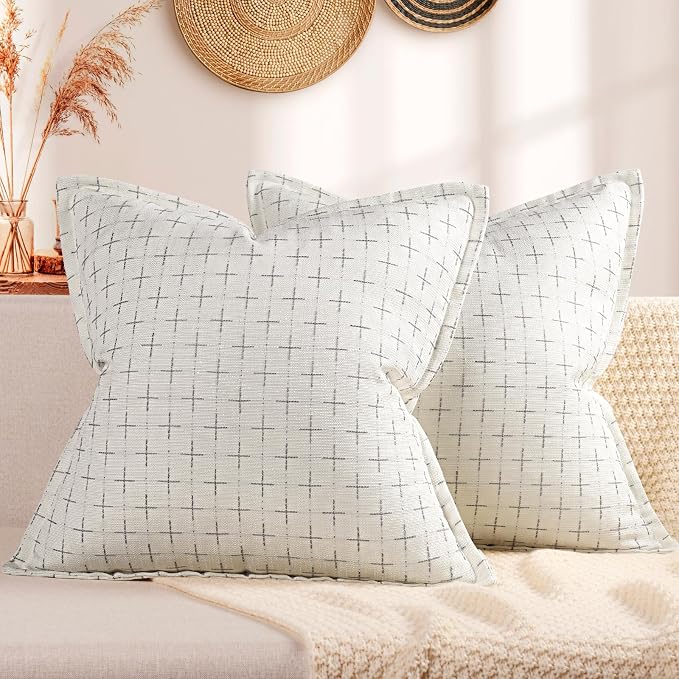 ZWJD Pillow Covers 22x22 Set of 2 Soft Polyester Textured Pillow Covers by ZWJD