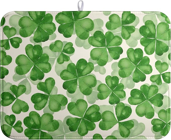 St Patrick's Day Green Clover Drying Mat by Wnoesat