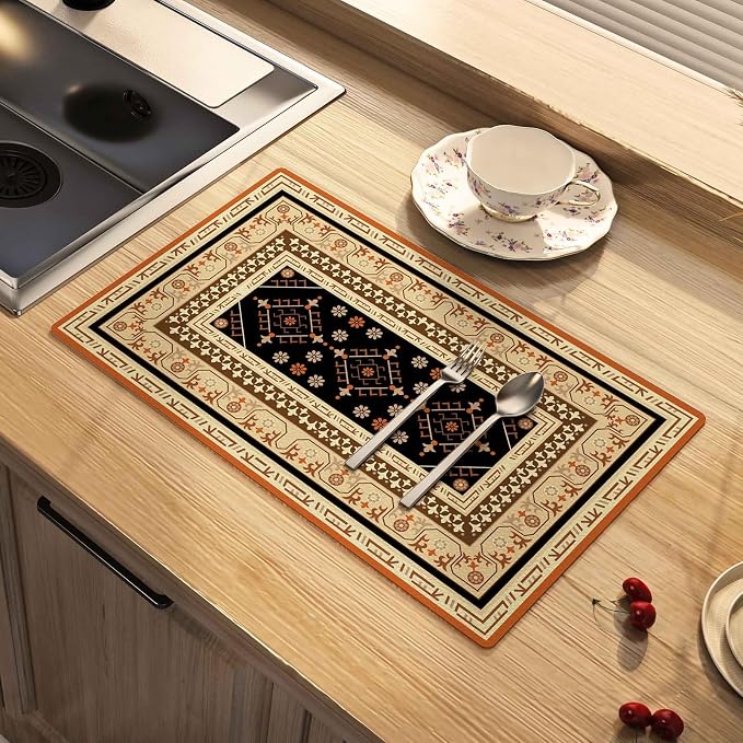 Dish Drying Mat Absorbent Moroccan Coffee Mat Rubber Backed Soft Silicone by ARTBLOSS