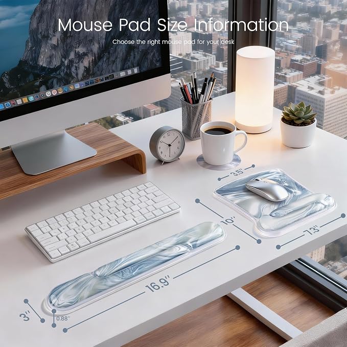Ospelelf Mouse Pad with Wrist Rest and Ergonomic Gel Keyboard Hand Wrist - Image 7