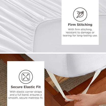 Bedsure Deep Pocket King Sheet Set - Fits Mattresses Up to 21 Inches Thick - 4 Piece GentleSoft Bed Sheets, Moisture Wicking, Soft & Cooling Bedsheet & Pillowcases, Easy & Secure Fit, White