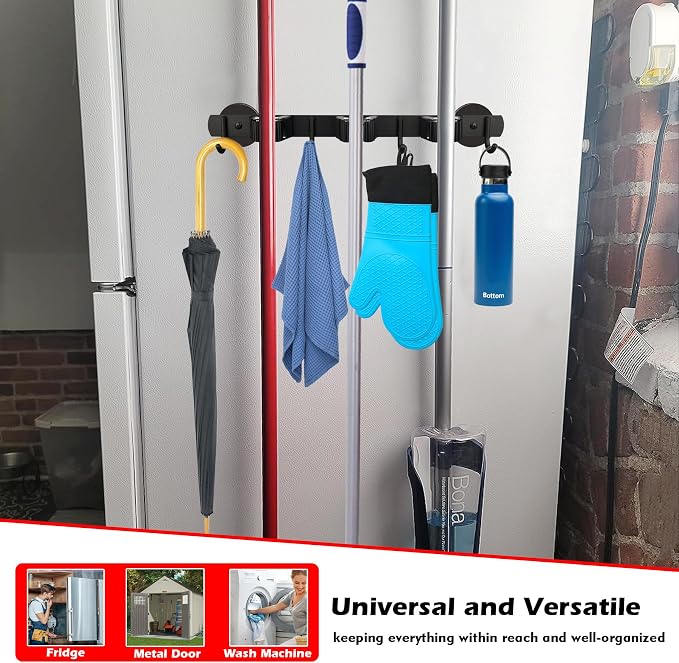 MUTUACTOR Heavy Duty Magnetic Broom Holder, Anti-slip Black Magnetic Tool - Image 6