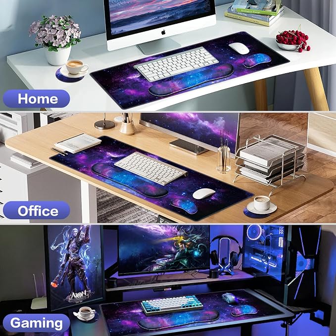 Mouse Pad Galaxy with Wrist Rest, 4-in-1 Large Mousepad+Keyboard Wrist - Image 7