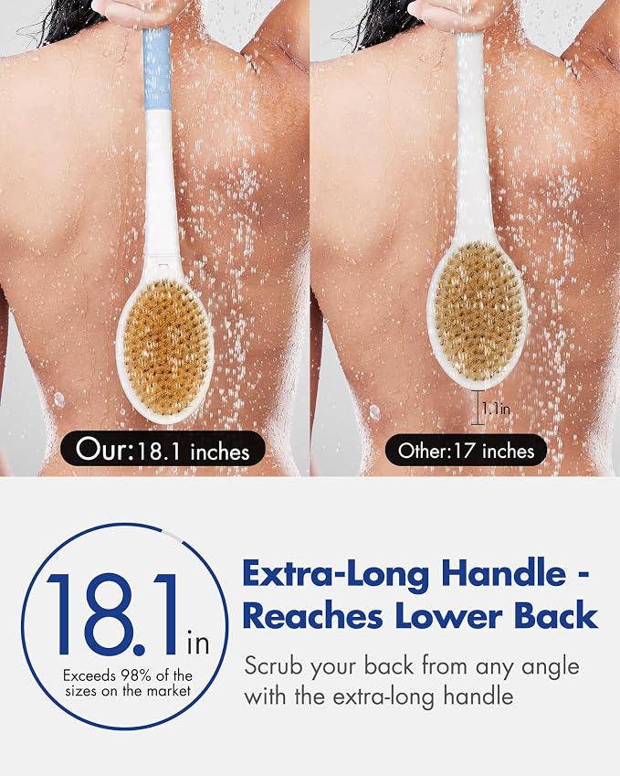 Back Scrubber Body Shower Brush: Anti Slip Long Handle Bath Brush - Image 2