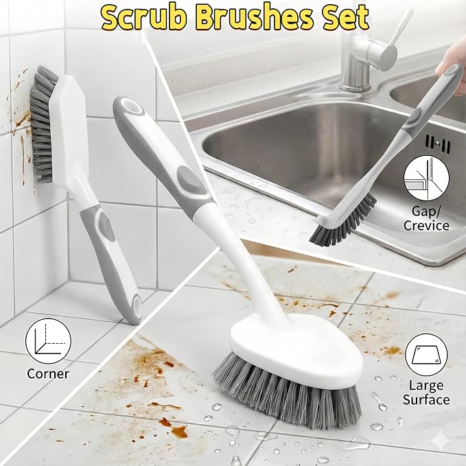 Scrub Brush for Cleaning-3 Pack Heavy-Duty Scrub Brushes Set Shower Scrubber - Image 2