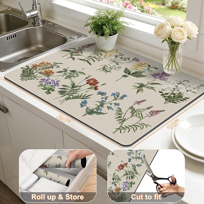 LOKHOM Dish Drying Mat for Kitchen Counter, Dish Drainer Rack Mats for Kitchen - Image 2