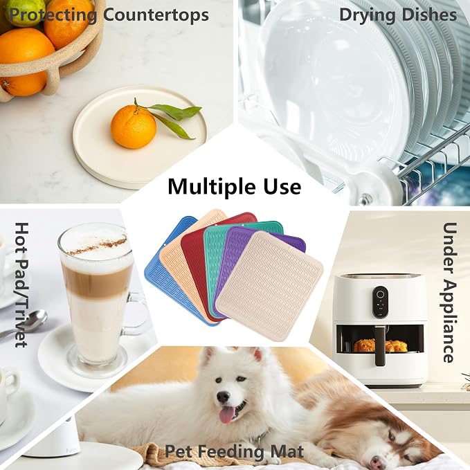 ZLR Silicone Dish Drying Mat for Kitchen Counter, Eco-Friendly Fast Dry Dish Mat - Image 5