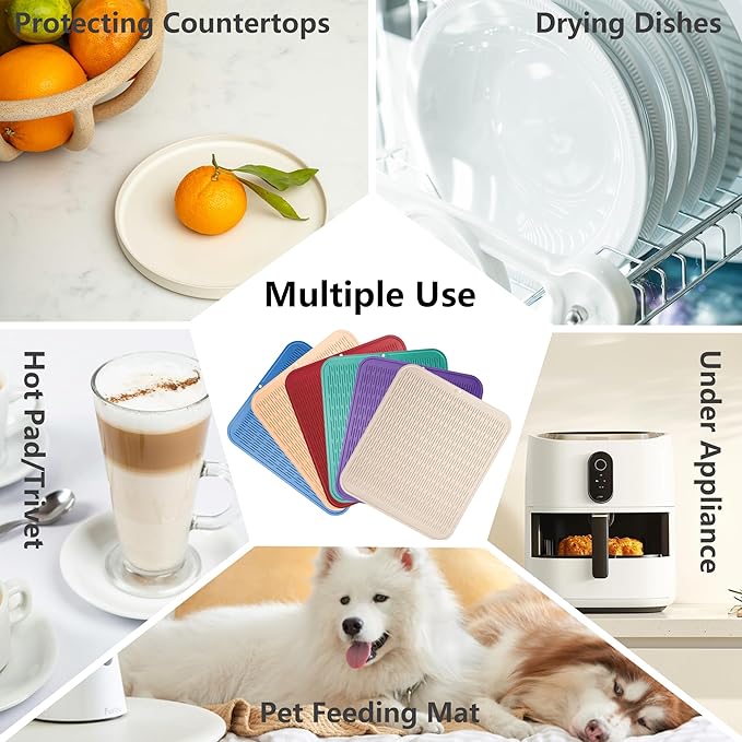 ZLR Silicone Dish Drying Mat for Kitchen Counter, Eco-Friendly Fast Dry Dish Mat - Image 5