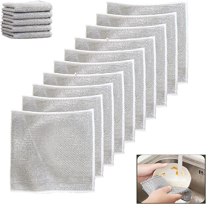 10 PCS Multipurpose Wire Dishwashing Rag by WFWJ