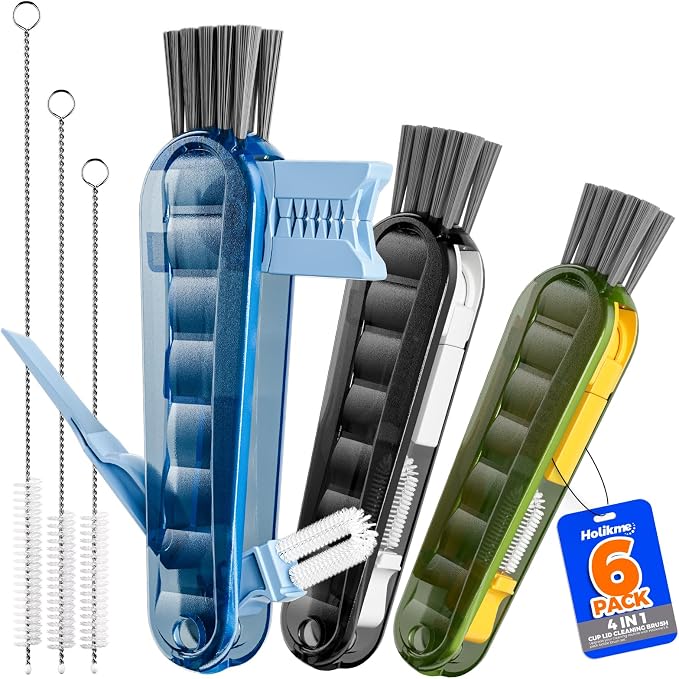 6 Pack Holikme 4 in 1 Cup Lid Cleaning Brush Set by Holikme