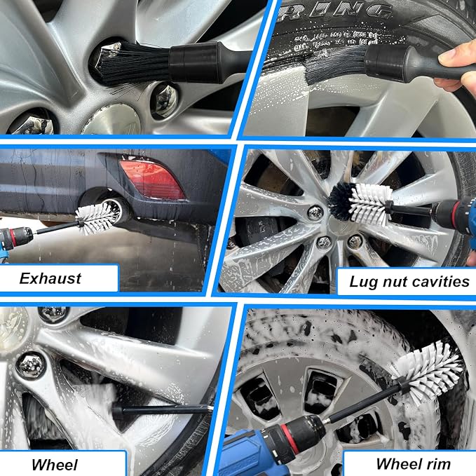 Wheel Brush Kit, Soft Drill Wheel Cleaner Brush, No Scratches Highly Dense Car - Image 7