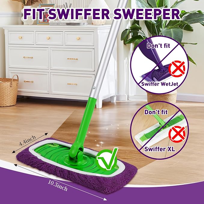 Microfiber Mop Pads, Dry Flat mop Cover & Washable Wet Pads Refill - Image 2