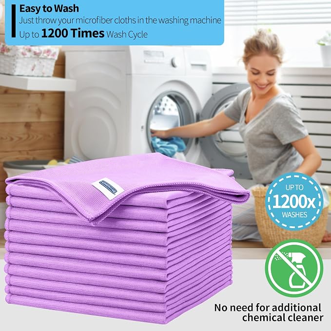 HOMERHYME Microfiber Cleaning Cloth, 12 Pack Window Glasses Cleaning Cloth - Image 6