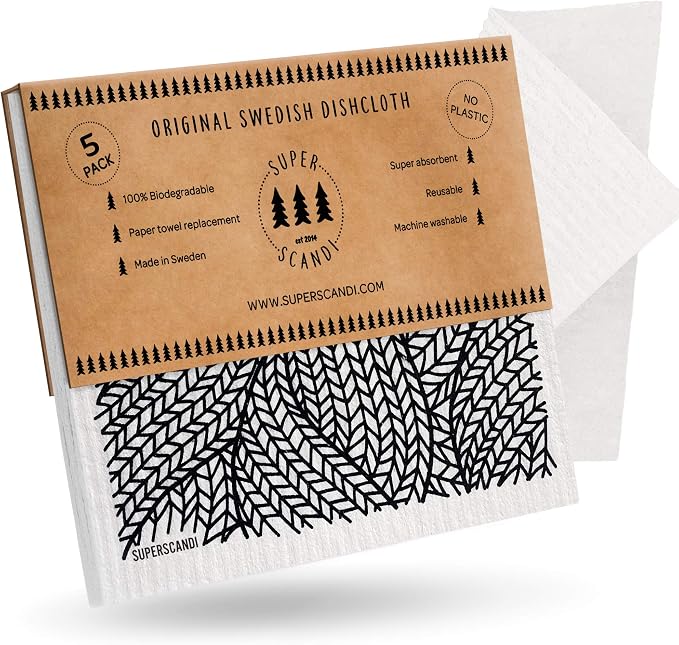 SUPERSCANDI 5 Pack Swedish Dishcloths by SUPERSCANDI