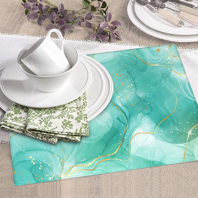 Teal Gold Marble Dish Drying Mat - Image 5