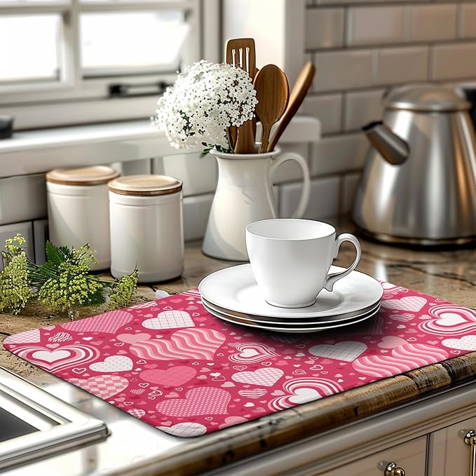 Red Heart Valentine Dish Dry Mat - Image 6
