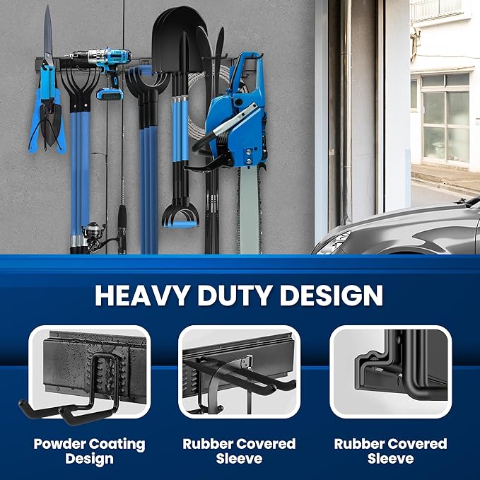 64'' All-Metal Garage Tool Organizer Wall Mount – Heavy-Duty Tool Rack Holds - Image 3