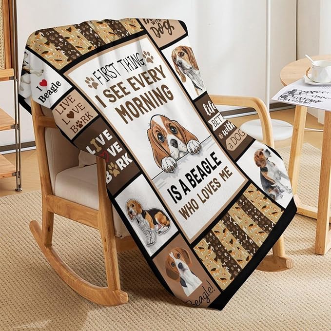 Beagles Dog Print Blanket Best Dog Pet Animal Throw Blankets for Couch Sofa Stuff Decor Gifts Lightweight Soft Cozy Fleece Plush Warm Flannel Bedding for Lover Man Woman Teen Adults 50"x60"