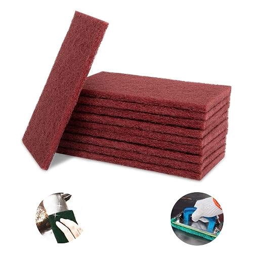 Red Scuff Pads - 10Pcs Scouring Pad - Very Fine Grade Hand Pads, Paint Primer by SooGree