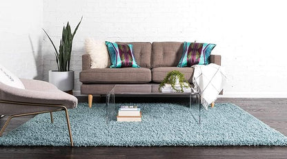 Unique Loom Solid Shag Collection Area Rug (2' 2" x 3' 1" Rectangle, Light Slate Blue)