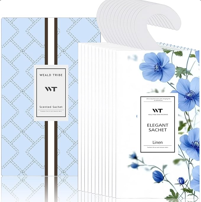 WEALD TRIBE 12 Packs Large-Bag Fresh Linen Scented Sachets by WEALD+TRIBE