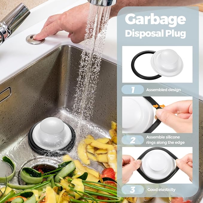 Mudder 3 Pcs Kitchen Sink Drain Strainer and Stopper Stainless Steel Garbage - Image 6