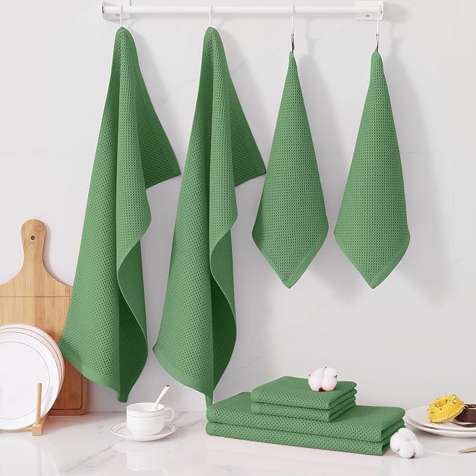 Homaxy 100% Cotton Kitchen Towels and Dishcloths Set, 12 x 12 Inches and 13 x - Image 7
