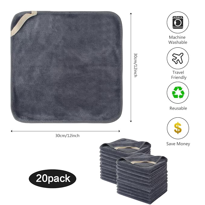 SINLAND Microfiber Facial Cloths Fast Drying Washcloth 12inch x 12inch - Image 5