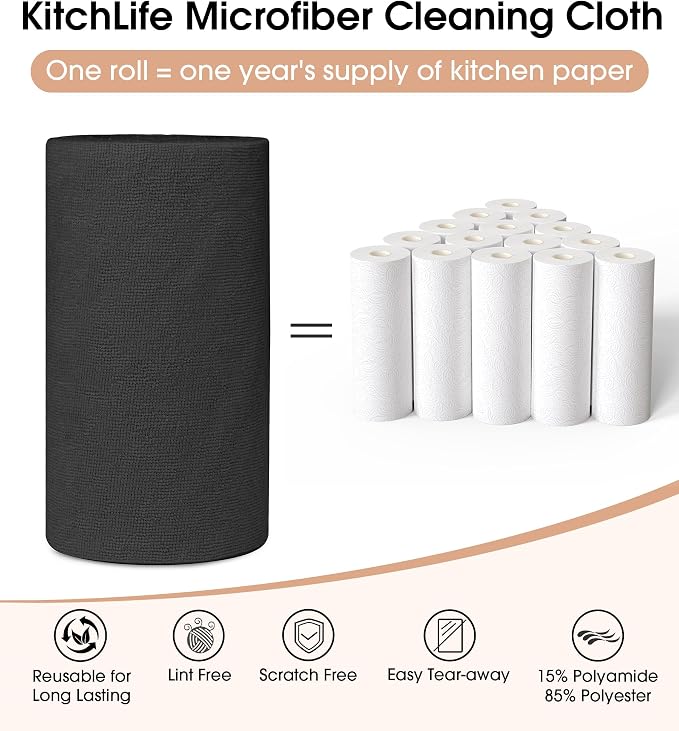 KitchLife Microfiber Cleaning Cloth Roll, 100 Pack - Image 3