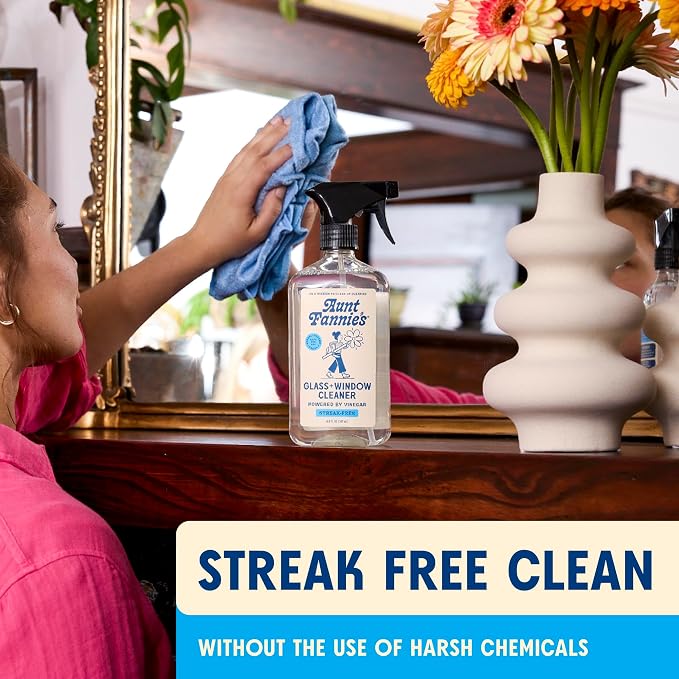 Aunt Fannie's Glass & Window Cleaning Vinegar Spray, Natural Streak-Free Spray - Image 2