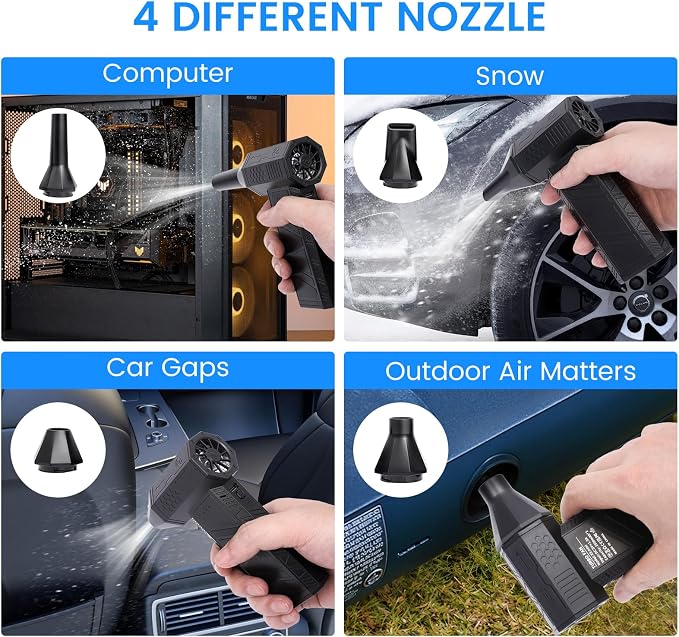 Compressed Air Duster, 3-Gear Electric Air Duster Rechargeable, Super Power Air - Image 5
