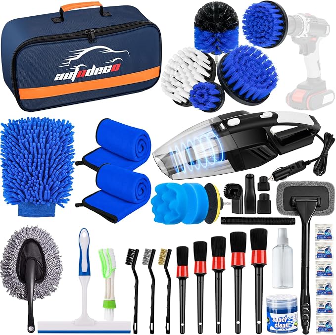 AUTODECO 37Pcs Car Detailing Brush Set, Car Detailing Kit, Auto Detailing Drill by AUTODECO