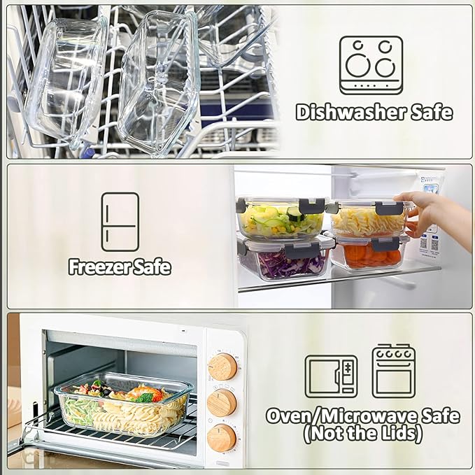 M MCIRCO [80 oz & 36 oz Extra Large Glass Food Storage/Baking Containers Set - Image 4
